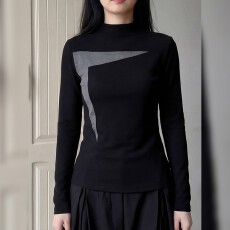 批发<b class='q'>大码</b>胖mm高级感撞色半高领长袖T恤女2026秋季新款内搭打底衫上衣