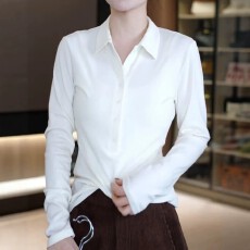 批发时尚简约风polo衫翻领长袖<b class='q'>t</b><b class='q'>恤</b>女2026秋季大码胖MM修身打底衫<b class='q'>上衣</b>