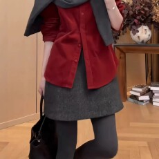 批发大码胖MM毛呢a字半身裙子女秋季2026新款爆款显瘦高腰a字包臀<b class='q'>短裙</b>