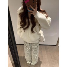 批发慵懒气质松弛感连帽<b class='q'>长袖</b>毛衣外套女2025秋冬新款软糯百<b class='q'>搭</b>针织<b class='q'>开衫</b>