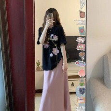 批发官图 21支纯棉210克100%棉时尚减龄<b class='q'>花朵</b>印花短袖<b class='q'>T</b><b class='q'>恤</b>女