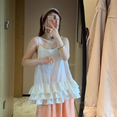 批发原版面料2026新款夏季叠穿罩裙白色背心吊带<b class='q'>连衣裙</b>多层蛋糕裙