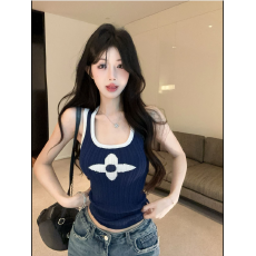 批发蓝色针织吊带背心女外穿夏季泰式辣妹无袖抹胸小上衣独特绝美内搭