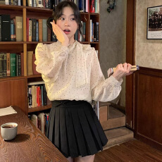 批发官图实价 法式系带波点衬衫女春<b class='q'>夏</b>设计感宽松泡泡袖职业气质上衣