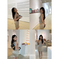 批发SUNONEONE 方领修身显瘦<b class='q'>条纹</b>打底吊带背心女春季新款辣妹收腰上衣