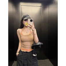 批发40支260克随心裁1*1 两件套 两件撞色挂脖吊带背心女韩系修身上衣