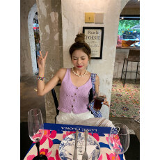 批发纯欲背心小开衫<b class='q'>女</b>夏外穿无袖2026夏新款白色针织小上衣百搭小个子