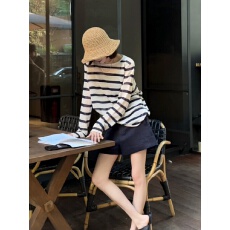 批发条纹<b class='q'>长袖</b>t恤防晒空调衫女夏季薄款吊带外搭罩衫慵懒冰丝针织上衣