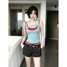 批发美式扭结蕾丝无袖背心吊带女夏季修身显瘦辣妹外穿内搭绝美小上衣