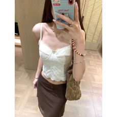 批发辣妹风带胸垫蕾丝吊带鱼骨背心女夏季修身内搭外穿打底上衣