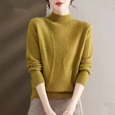 批发<b class='q'>羊绒</b>衫女打底羊毛新款套头半高领宽松百搭毛衣秋冬加厚