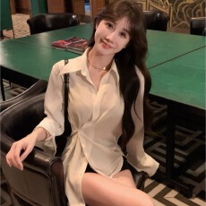 批发官图#华尔缎法式复古春秋<b class='q'>长袖</b>衬衫女宽松<b class='q'>开衫</b><b class='q'>外</b><b class='q'>搭</b>中长款上衣