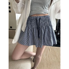 批发韩系设计感短裤女2026夏季格子百搭显瘦防走光裙裤蓬蓬短裙新款