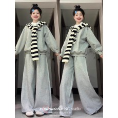 批发纯棉华棉320克休闲运动灰色<b class='q'>卫衣</b>套装女2025新款韩系通勤百搭