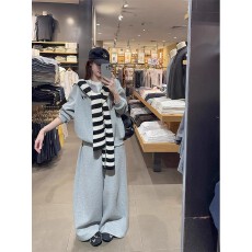 批发纯棉华棉320克休闲运动灰色<b class='q'>卫衣</b>套装女2025新款韩系通勤百搭