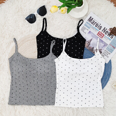 批发秋季新款女网红细肩带方领一体杯磨毛螺纹吊带显瘦百搭背心打底衫