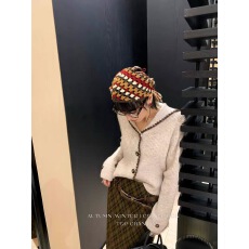 批发东大门复古港风海军领毛衣女通勤时尚百搭设计感纽扣上衣针织开衫