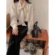 批发包邮2026春新款韩国东大门代购女装whiteday<b class='q'>波点</b>百搭显瘦长袖<b class='q'>衬衫</b>