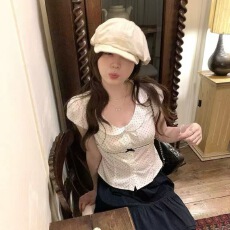 批发PtonUmi3/18晚8点上新波点<b class='q'>娃娃领</b>蝴蝶结短袖<b class='q'>衬衫</b>上衣