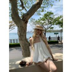 批发8uioio'云端浮梦'杏色甜美花苞<b class='q'>雪纺</b>衫女2026新款宽松显瘦抹胸上衣