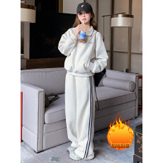 批发灰色超火卫衣套装女冬季加绒加厚韩系休闲<b class='q'>运动</b>减龄休闲裤两件套