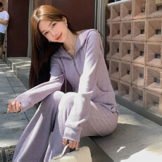 批发盐甜时尚套装女春季连帽卫衣外套2025新款甜酷风开衫长袖两件套女