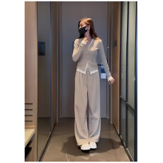 批发阔腿裤女高腰垂感套装春季欧货漂亮时尚休闲<b class='q'>运动服</b>显瘦减龄两件套