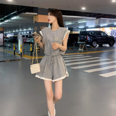 批发网红炸街<b class='q'>运动</b>休闲套装女夏季时尚小个子显高减龄洋气短裤两件套
