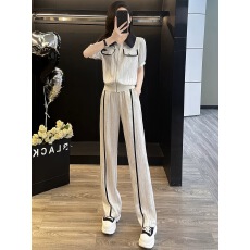 批发欧货小众休闲<b class='q'>运动</b>套装女2026夏新款时尚减龄短袖上衣阔腿裤两件套