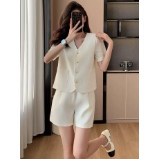 批发气质小香风<b class='q'>西装</b>短袖套装夏季新款高级感<b class='q'>女</b>士小个子外套短裤两件套