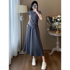 批发<b class='q'>纯棉</b><b class='q'>连衣裙</b>女休闲时尚套装夏季新款洋气显瘦两件套透气清凉套装裙