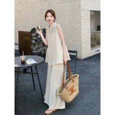 批发清冷系慵懒风<b class='q'>套装</b>女2026夏季新款高级感宽松无袖背心阔腿<b class='q'>裤</b><b class='q'>两件套</b>