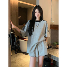 批发炸街时尚<b class='q'>运动</b>套装女夏季学生韩版宽松显瘦短袖短裤跑步<b class='q'>休闲</b>两件套