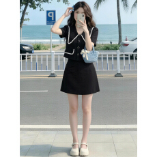 批发大码女装夏季新款小香风西装减龄<b class='q'>时尚</b>两件套套裙潮