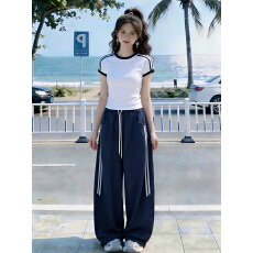 巨好看超火穿搭一整套2026新款短袖t恤女夏季阔腿裤休闲运动套装