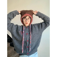 批发原版原色，直播品质/兔毛针织毛衣开衫爱心纽扣猫猫刺绣重磅加厚