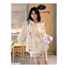 批发【原版1:1 适合直播品质店】条纹斜肩衬衫宽松印花衬衣露肩设计感