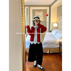 批发走线工整/直播品质/灯芯绒<b class='q'>衬衣</b>娃娃领蝴蝶绑带<b class='q'>波点</b>下摆花瓣<b class='q'>衬衫</b>