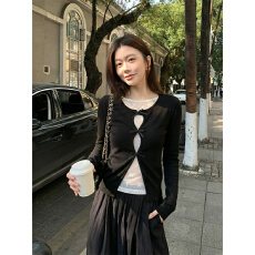 批发原版1:1,直播品质款/韩系假两件镂空蕾丝t恤修身内搭<b class='q'>打底衫</b>上衣