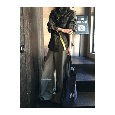 批发原版1:1/经典复古格子衬衫百搭拼接设计宽松休闲长袖上衣外搭