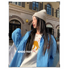 批发原版1:1 直播品质款/美式复古<b class='q'>格子</b>长袖衬衫刺绣春秋百搭开衫上衣