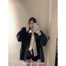 批发原片1:1 直播品质/洗水纯棉花边翻领纯色宽松长袖<b class='q'>衬衫</b>女韩系上衣