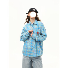 批发原版1:1 雪花洗工艺/星星刺绣<b class='q'>长袖</b><b class='q'>衬衫</b><b class='q'>男</b>女秋季宽松格子百搭上衣