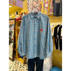 批发原版1:1 雪花洗工艺/星星<b class='q'>刺绣</b>长袖<b class='q'>衬衫</b>男女秋季宽松格子百搭上衣