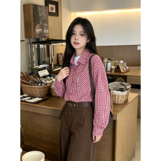 批发原版1:1,适合品质直播店美式长䄂<b class='q'>格子</b><b class='q'>衬衫</b>红格<b class='q'>衬衣</b>宽松中长款