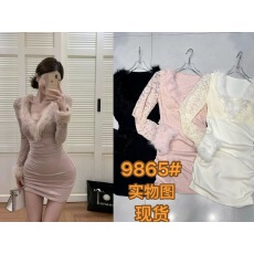 批发杜总家 娇艳欲滴*原创女人味优雅气质紧身包臀可拆毛领内搭<b class='q'>连衣裙</b>