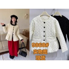 批发韩系波点花苞收腰棉服女秋冬新品复古<b class='q'>赫本</b><b class='q'>风</b>气质短外套保暖上衣