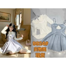 批发千金甜美娃娃领磨毛打底衫两件套拼接蝴蝶结<b class='q'>连衣裙</b>子套装