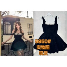 批发法式千金风<b class='q'>蕾丝</b>拼接吊带连衣裙女气质收腰显瘦蓬蓬裙