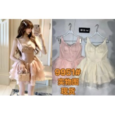 批发纯欲甜美精致重工水钻公主荷叶边蓬蓬连衣裙